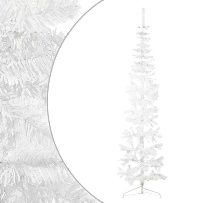 Vidaxl Kunstkerstboom Half con blanco estrecho de 240 cm estándar de 240 cm de blanco