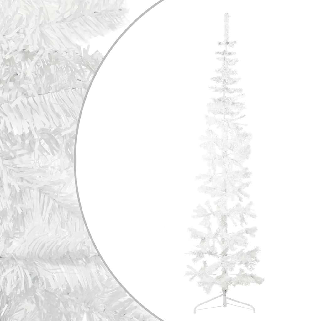 Vidaxl Kunstkerstboom Half con blanco estrecho de 240 cm estándar de 240 cm de blanco