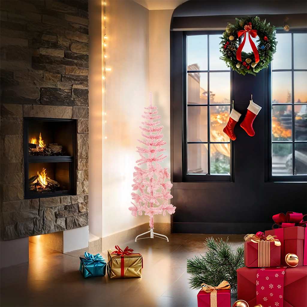 Vidaxl Kunstkerstboom metà con rosa standard stretto 120 cm