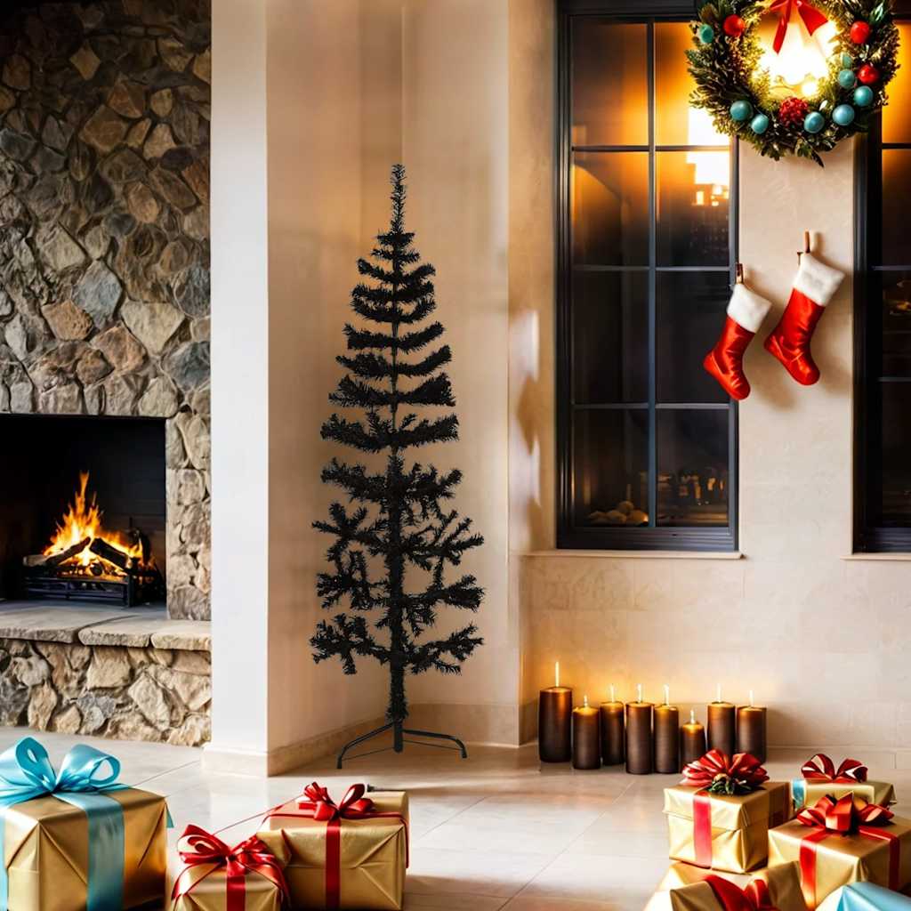 Vidaxl Kunstkerstboom metà con nero stretto standard da 150 cm nero
