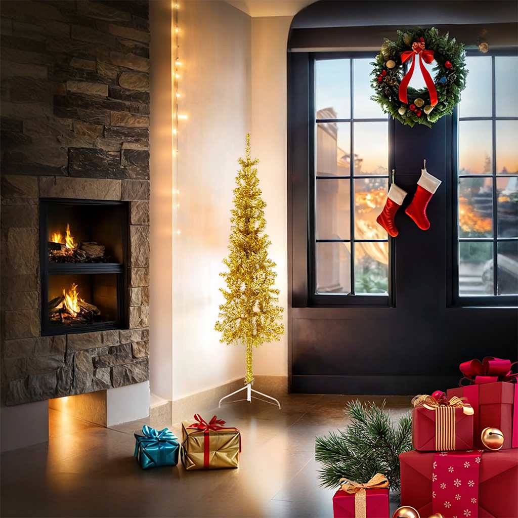 Vidaxl Kunstkerstboom metà con color oro stretto standard da 150 cm