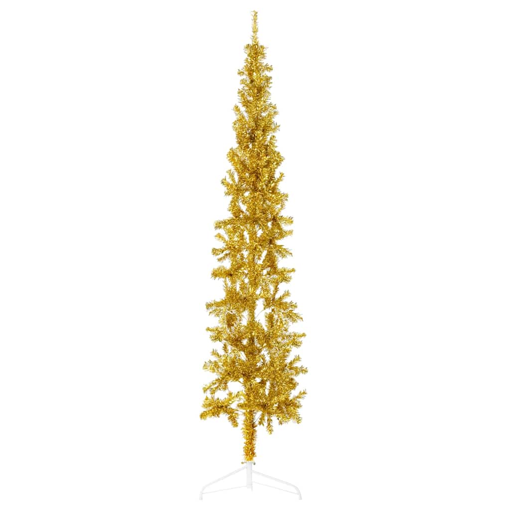 Vidaxl Kunstkerstboom Half con color de oro estrecho estándar de 240 cm