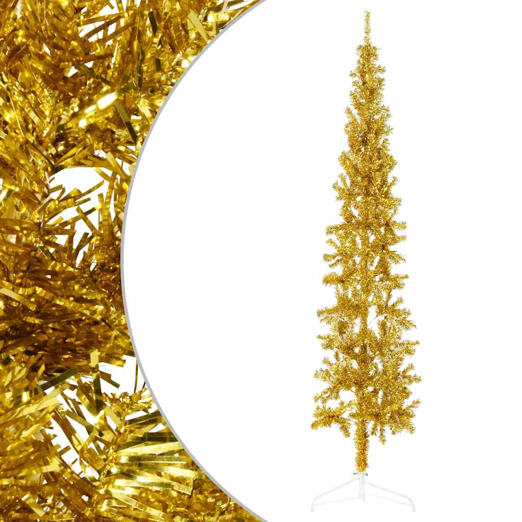 Vidaxl Kunstkerstboom Half con color de oro estrecho estándar de 240 cm