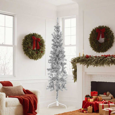 Vidaxl Kunstkerstboom metà con argento stretto standard da 180 cm di colore argento