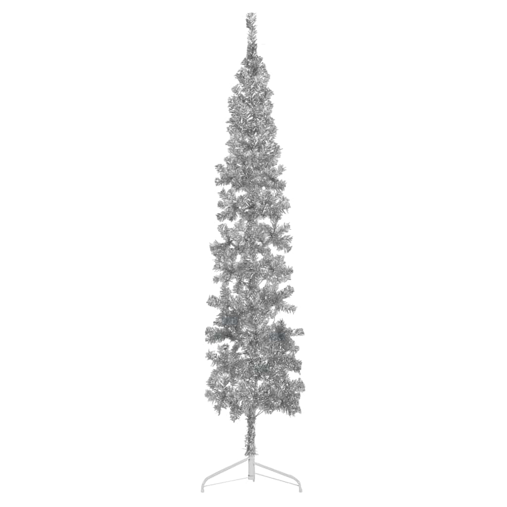 Vidaxl Kunstkerstboom metà con argento stretto standard 240 cm colorato