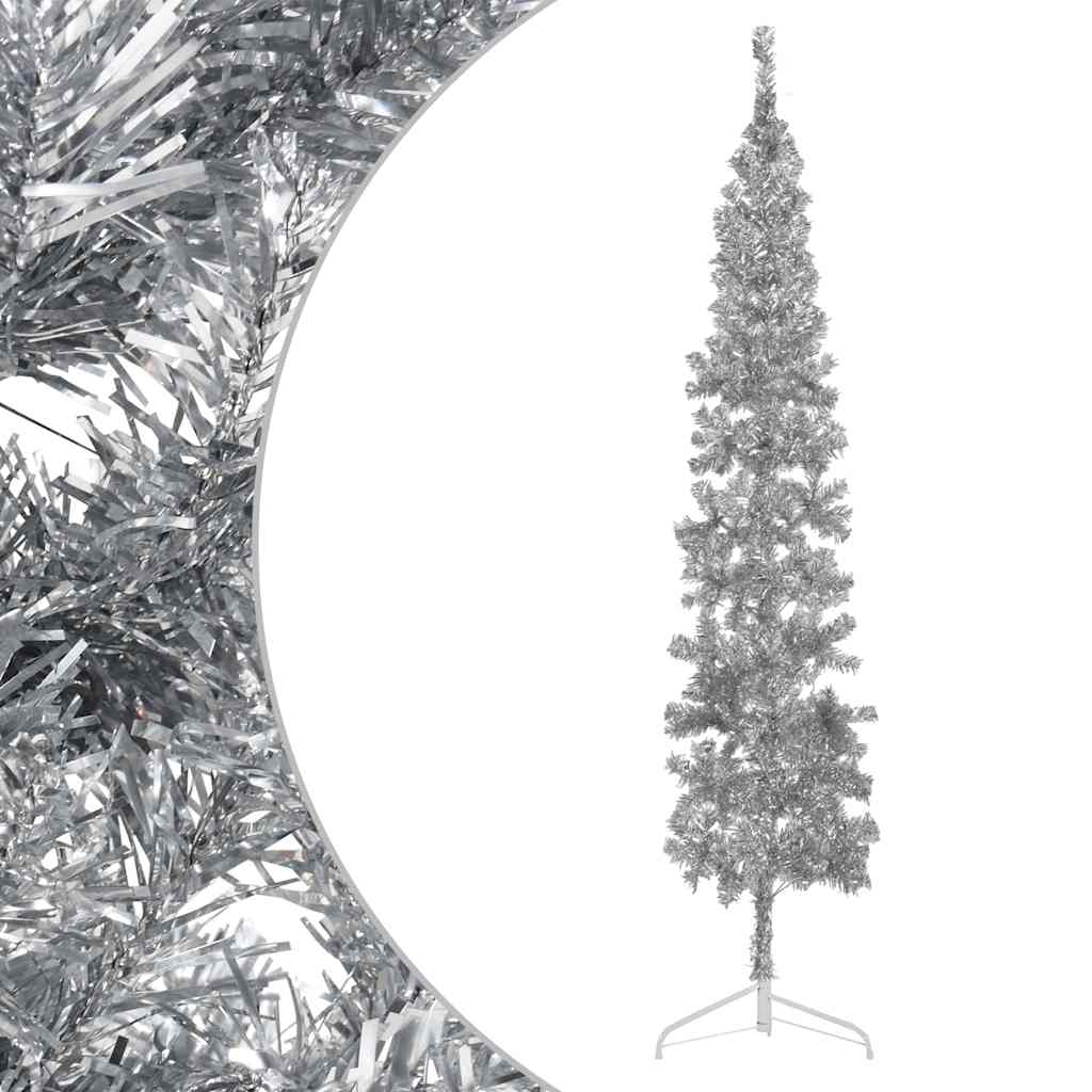 Vidaxl Kunstkerstboom metà con argento stretto standard 240 cm colorato