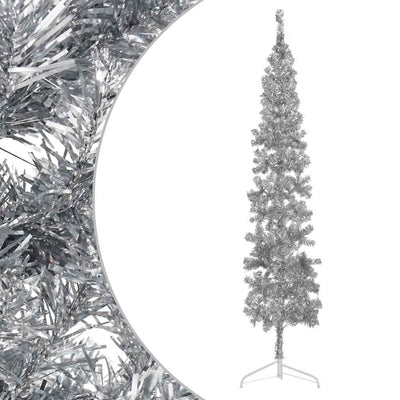 Vidaxl Kunstkerstboom metà con argento stretto standard 240 cm colorato