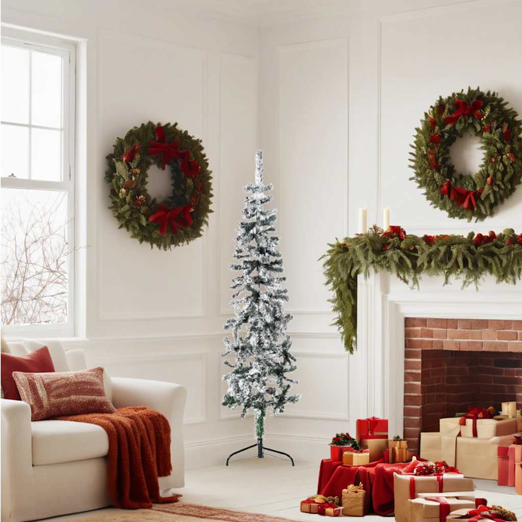 Vidaxl Kunstkerstboom metà con neve stretta 150 cm