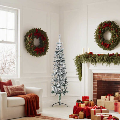 Vidaxl Kunstkerstboom metà con neve stretta 150 cm