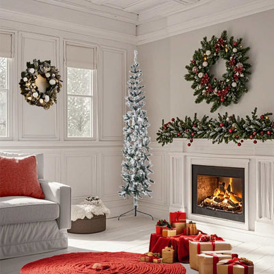 Vidaxl Kunstkerstboom metà con neve stretta 180 cm