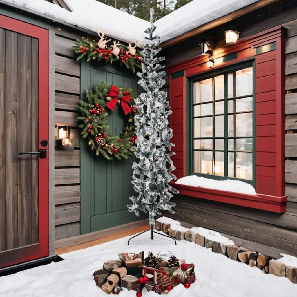 Vidaxl Kunstkerstboom metà con neve stretta 240 cm