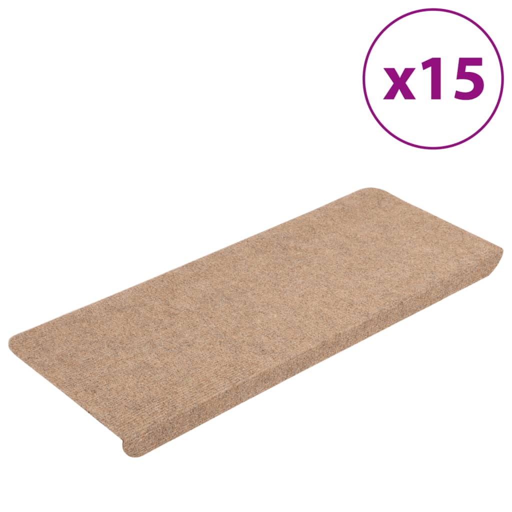 Vidaxl tappetini per autoadesivo 15 st 65x24.5x3,5 cm beige