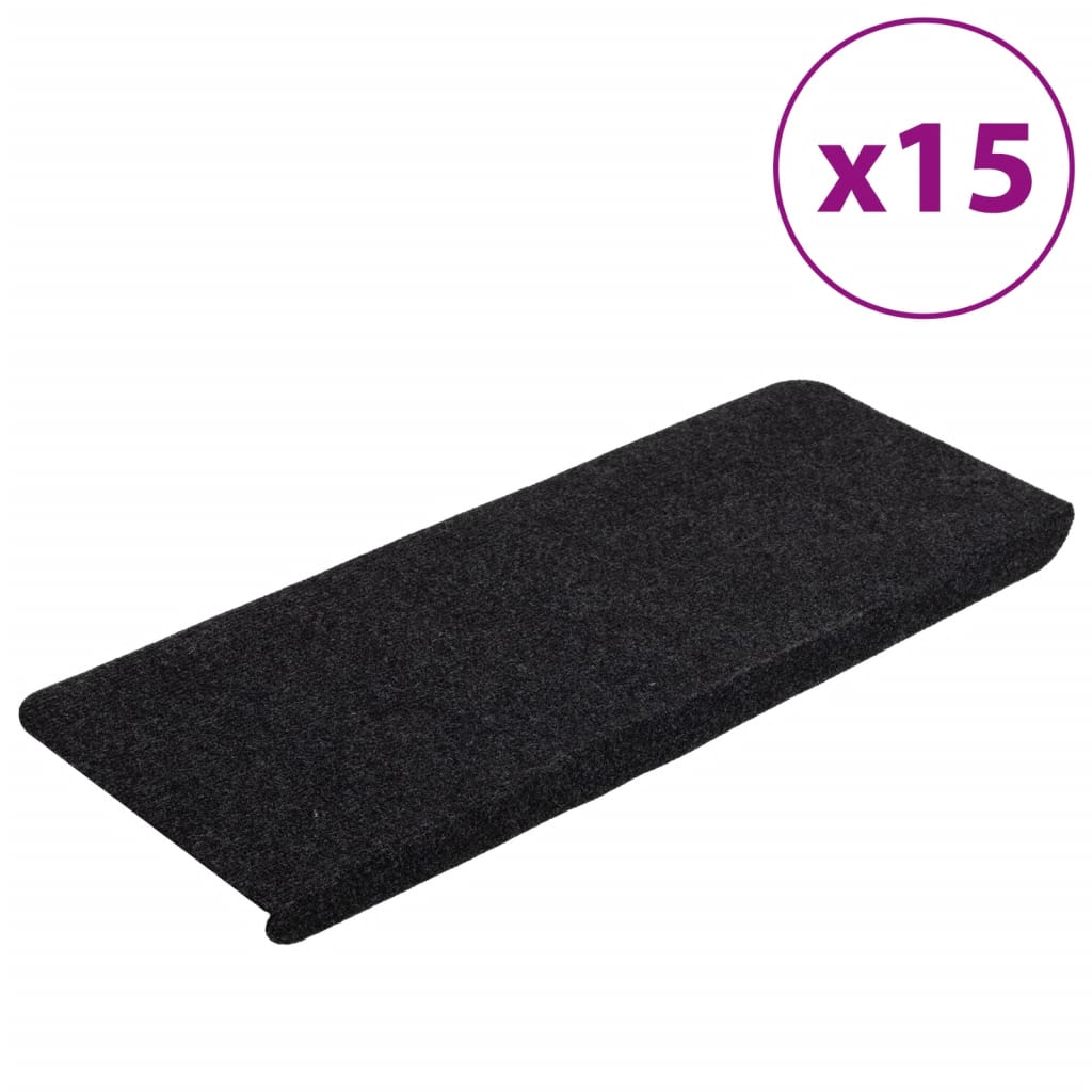 Vidaxl tappetini per autoadesivo 15 st 65x24.5x3,5 cm nero