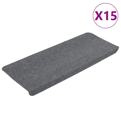 Esteras de escalera de Vidaxl autoadhesivo 15 st 65x24.5x3.5 cm gris