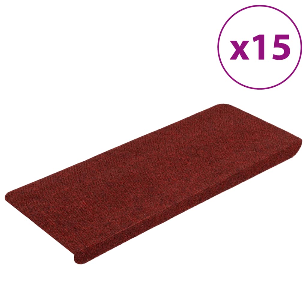 Vidaxl tappetini per autoadesivo 15 St 65x24.5x3,5 cm rosso