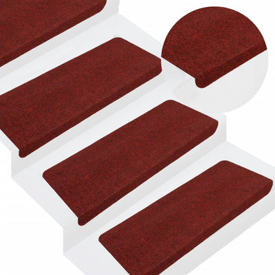 Vidaxl tappetini per autoadesivo 15 St 65x24.5x3,5 cm rosso