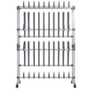 Vidaxl schoenenrek met wieltjes 89x27x120 cm zilverkleurig