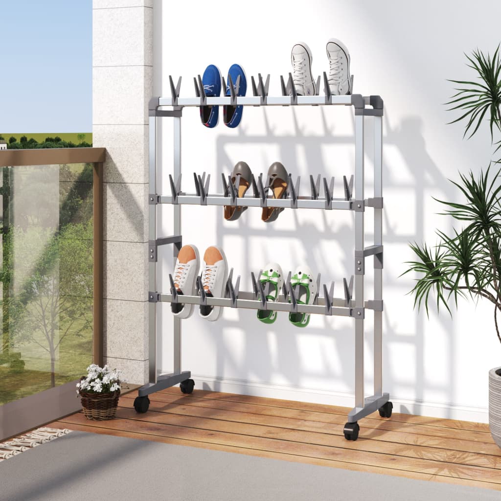 Vidaxx zapatero con ruedas 66x27x100 cm plateado