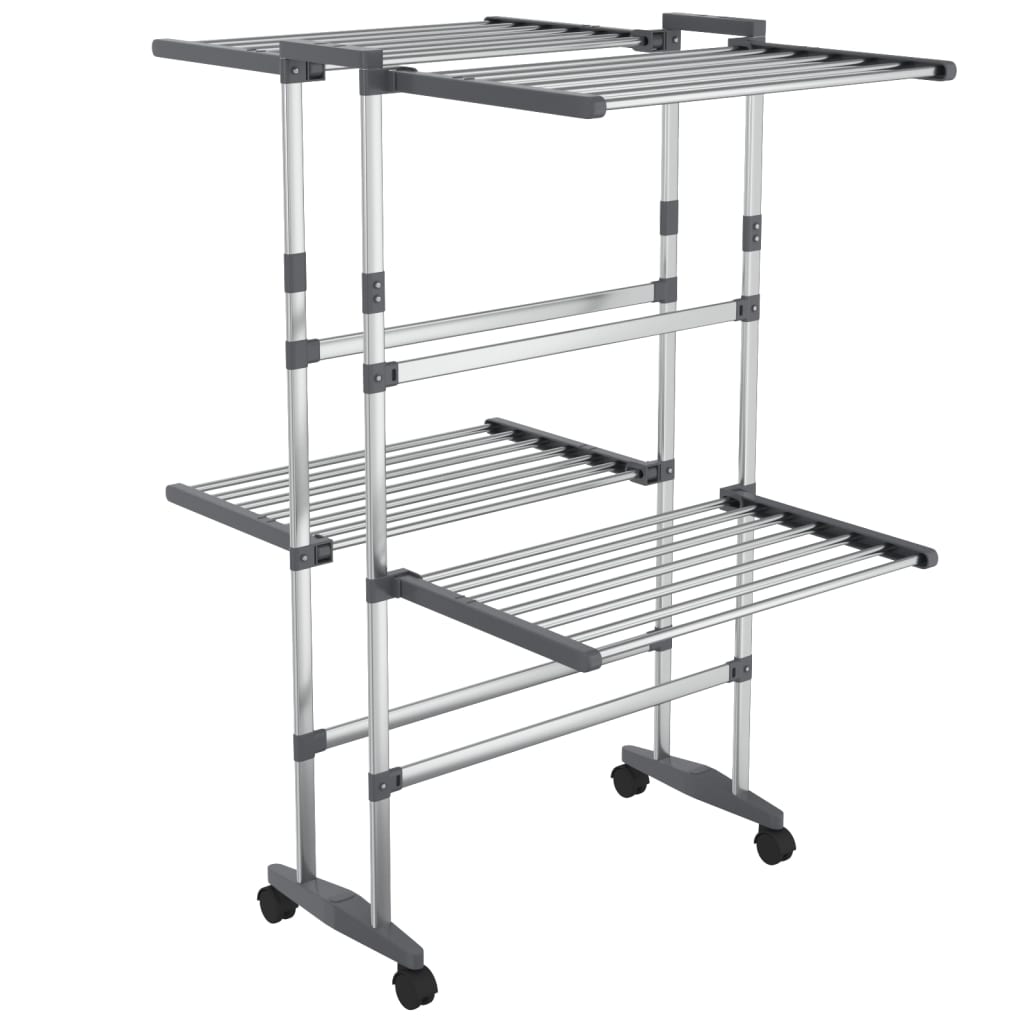 Stendino VidaXL a 2 strati con ruote 60x70x106 cm color argento