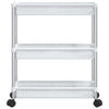 Vidaxl Storage Trolley 3 capa de aluminio plateado y blanco