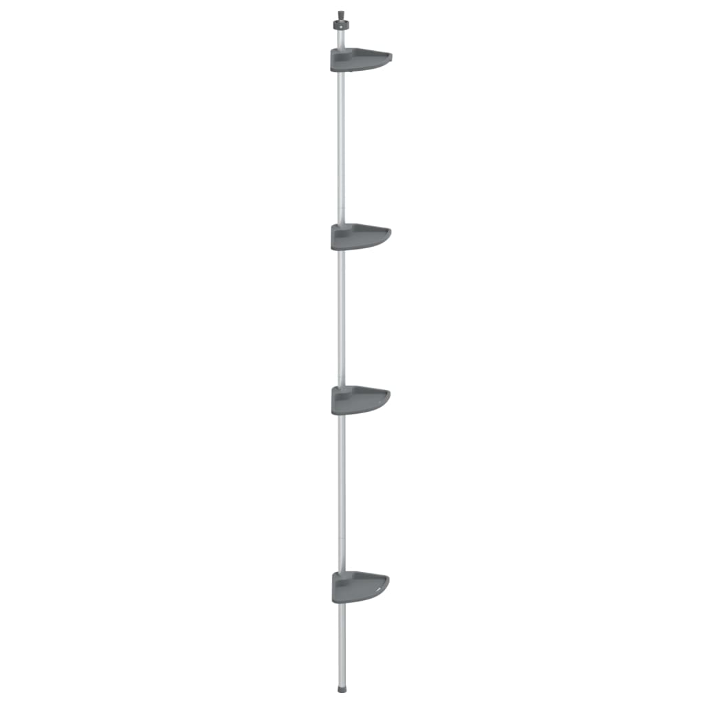 Estante de ducha VidaXL esquinero telescópico de 4 capas modelo aluminio plateado