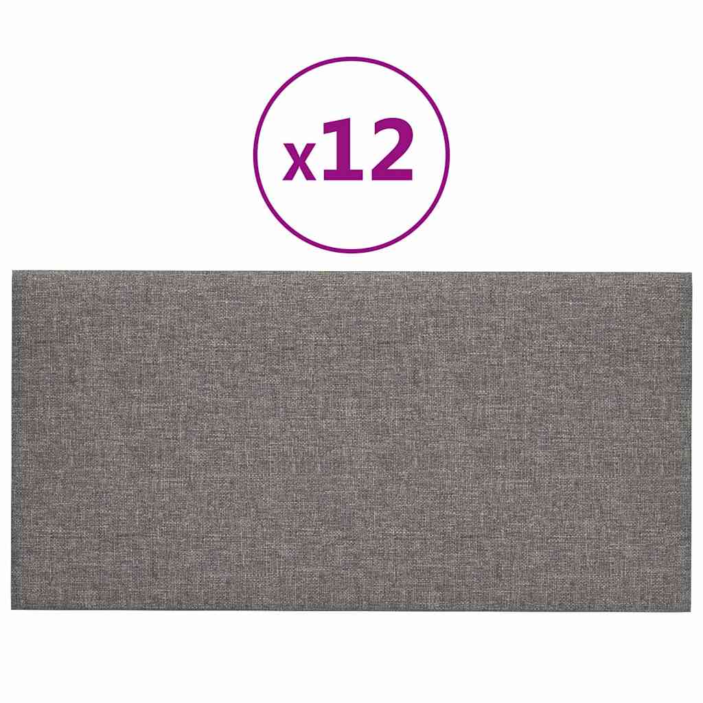 Paneles de pared Vidaxl 12 PCS 0.54 m² 30x15 cm de tela gris claro
