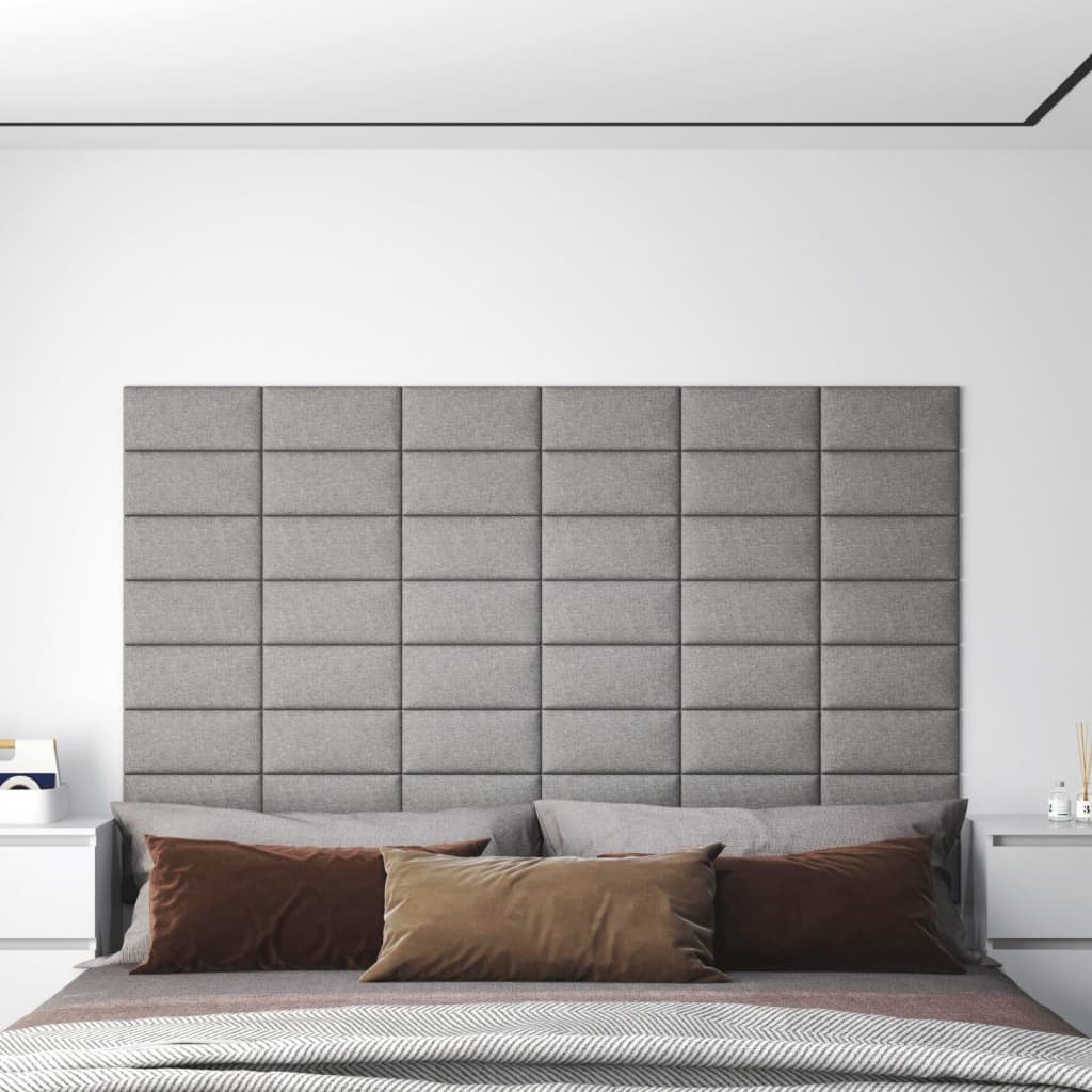Paneles de pared Vidaxl 12 PCS 0.54 m² 30x15 cm de tela gris claro
