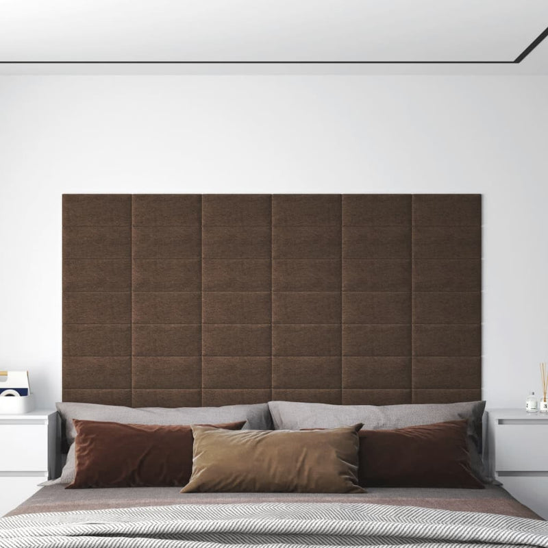 Paneles de pared Vidaxl 12 PCS 0.54 m² 30x15 cm de tela marrón