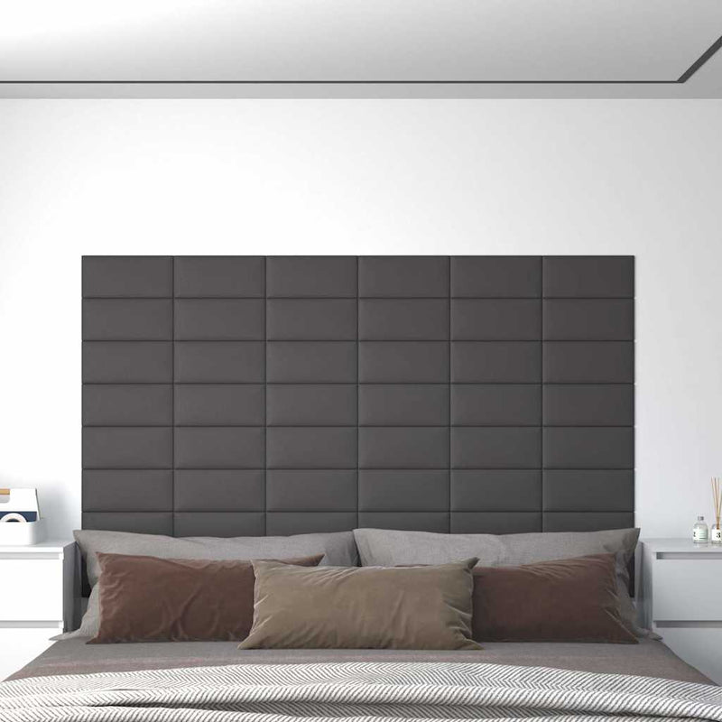Paneles de pared Vidaxl 12 PCS 0.54 m² 30x15 cm de cuero artificial gris