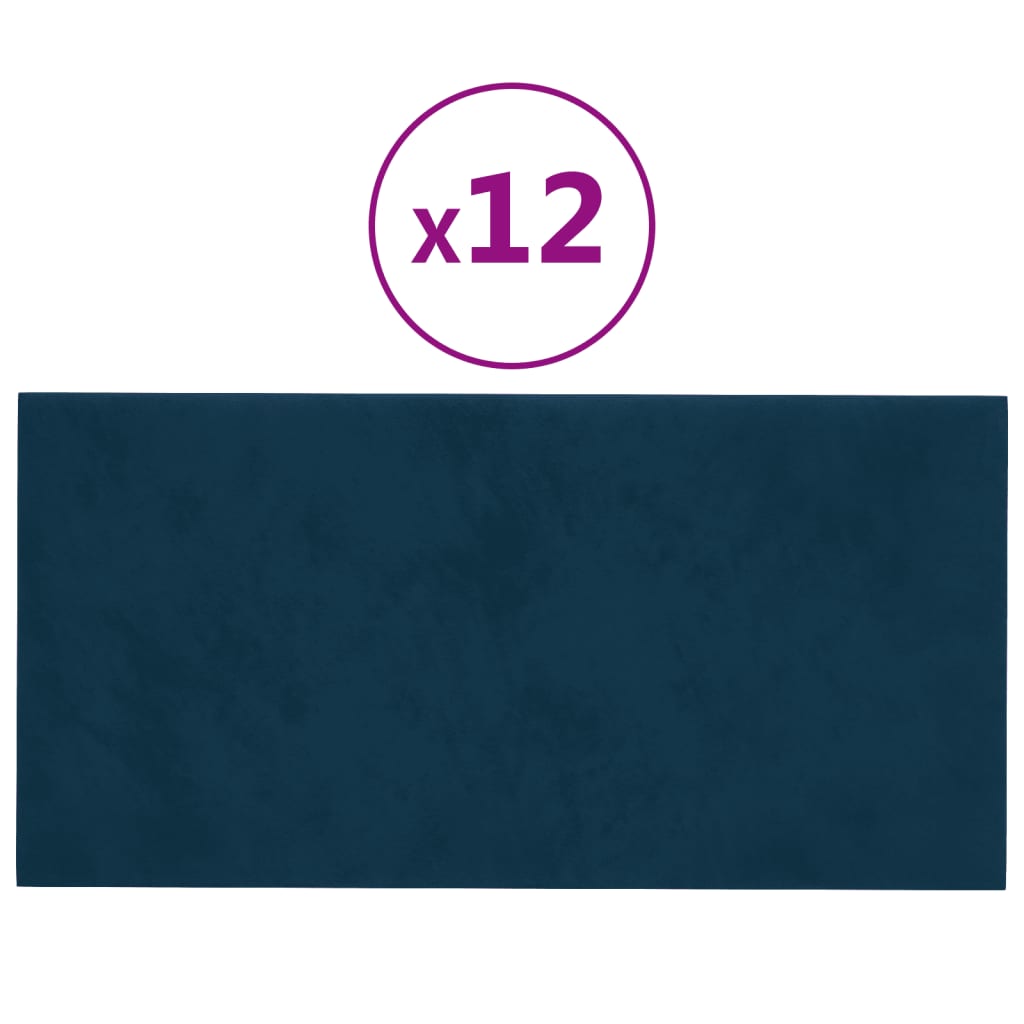 Vidaxl wandpanelen 12 st 0,54 m² 30x15 cm fluweel blauw