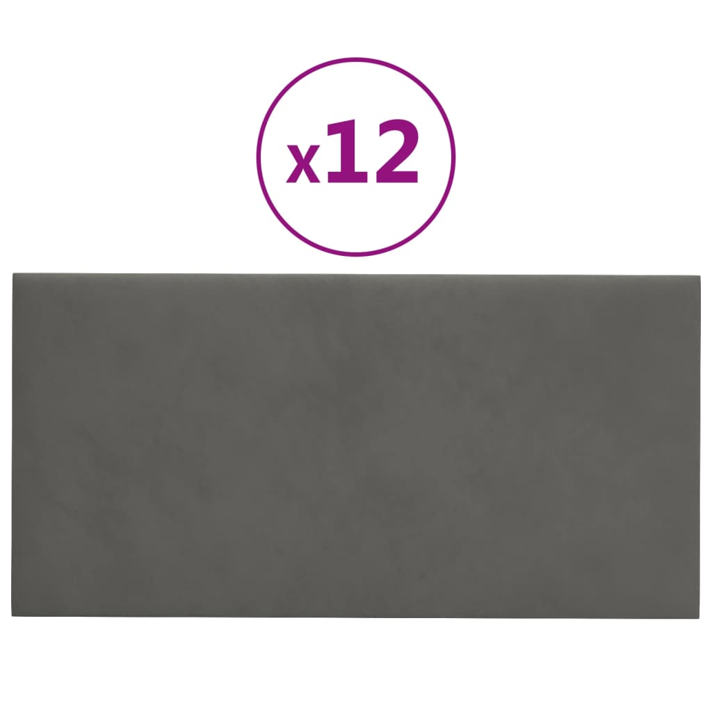 Pannelli a parete Vidaxl 12 pezzi 0,54 m² 30x15 cm Velvet Grigio scuro