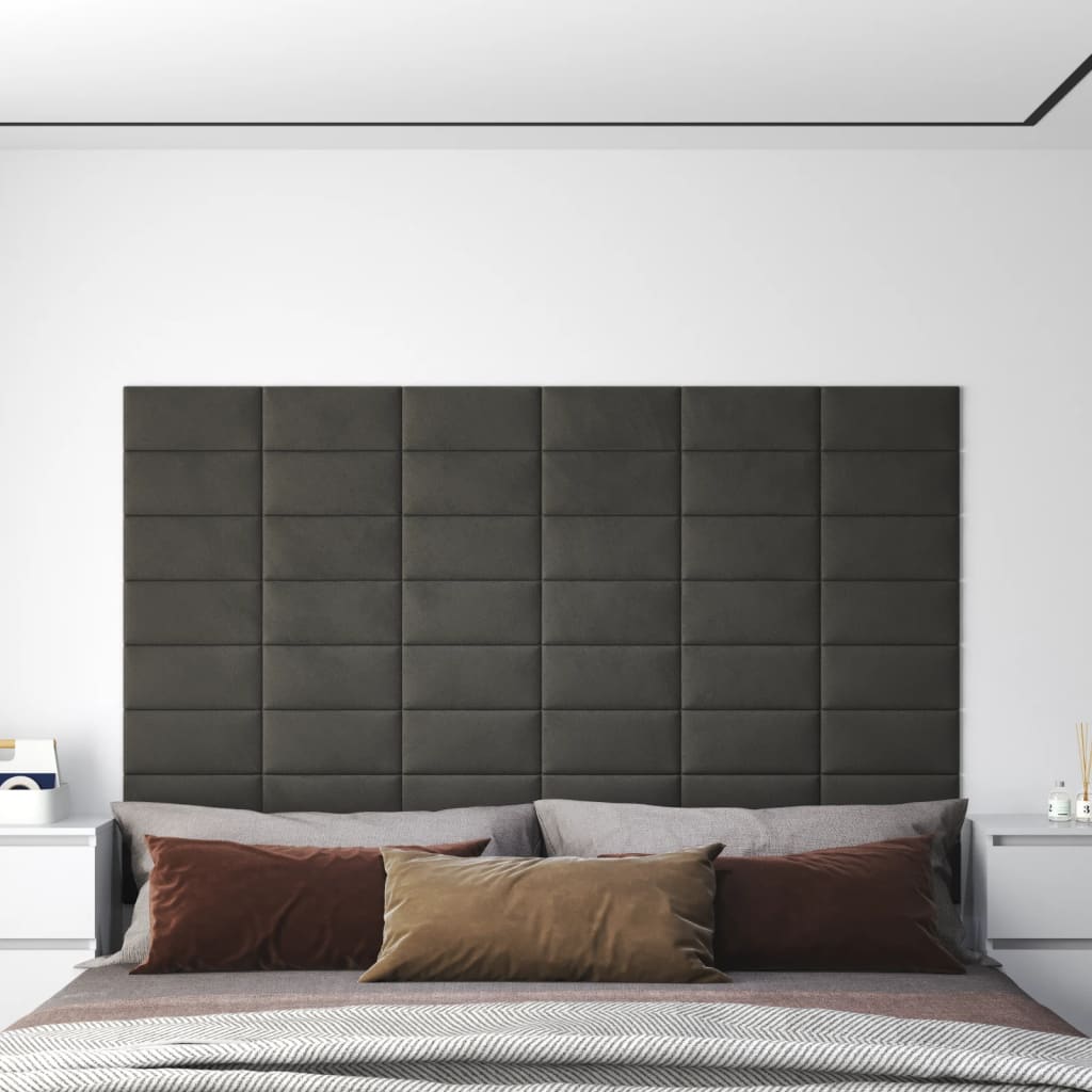 Pannelli a parete Vidaxl 12 pezzi 0,54 m² 30x15 cm Velvet Grigio scuro