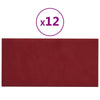 Paneles de pared Vidaxl 12 PCS 0.54 m² 30x15 cm Velvet Wine Red