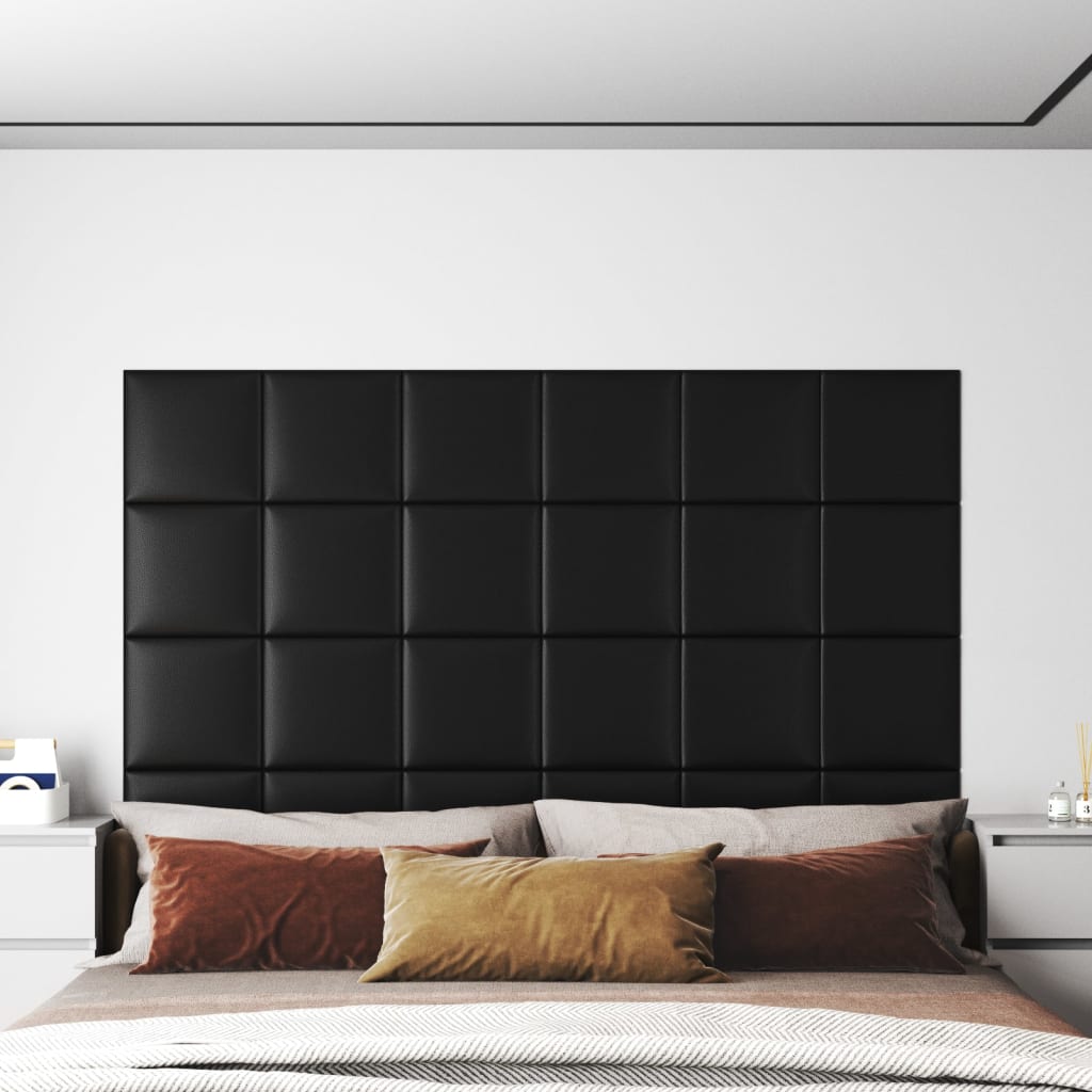 Paneles de pared Vidaxl 12 ST 1.08 m² 30x30 cm de cuero artificial negro