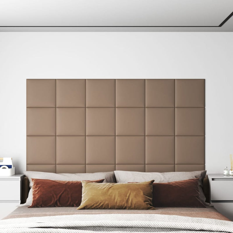 Paneles de pared Vidaxl 12 ST 1.08 m² 30x30 cm de arte de cuero Cappuccinocolid
