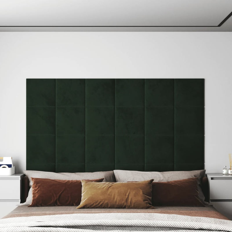 Paneles de pared Vidaxl 12 ST 1.08 m² 30x30 cm Velvet verde oscuro