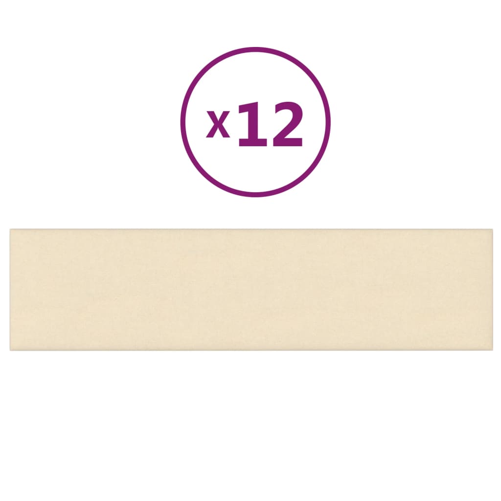 Paneles de pared Vidaxl 12 St 1.08 m² 60x15 cm de crema de tela