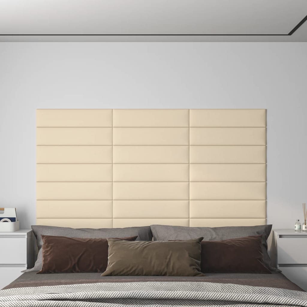 Paneles de pared Vidaxl 12 St 1.08 m² 60x15 cm de crema de tela