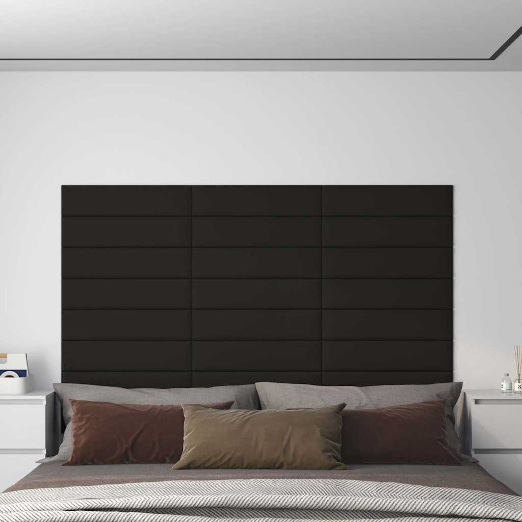 Vidaxl wandpanelen 12 st 1,08 m² 60x15 cm stof zwart