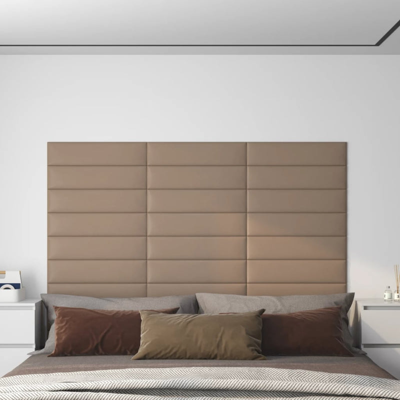 Paneles de pared Vidaxl 12 st 1.08 m² 60x15 cm de arte de cuero cappcinocolid