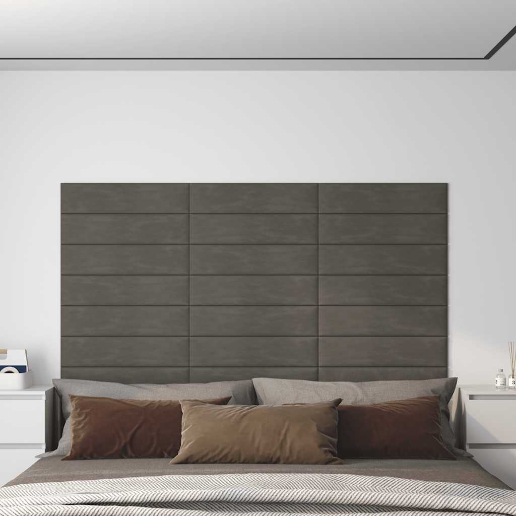 Paneles de pared Vidaxl 12 st 1.08 m² 60x15 cm Velvet Grey Dark