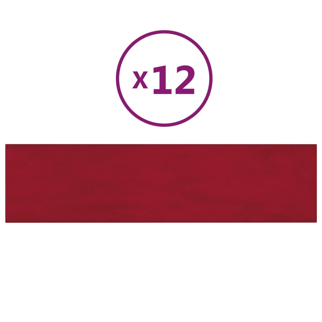 Paneles de pared Vidaxl 12 ST 1.08 m² 60x15 cm Velvet Red rojo