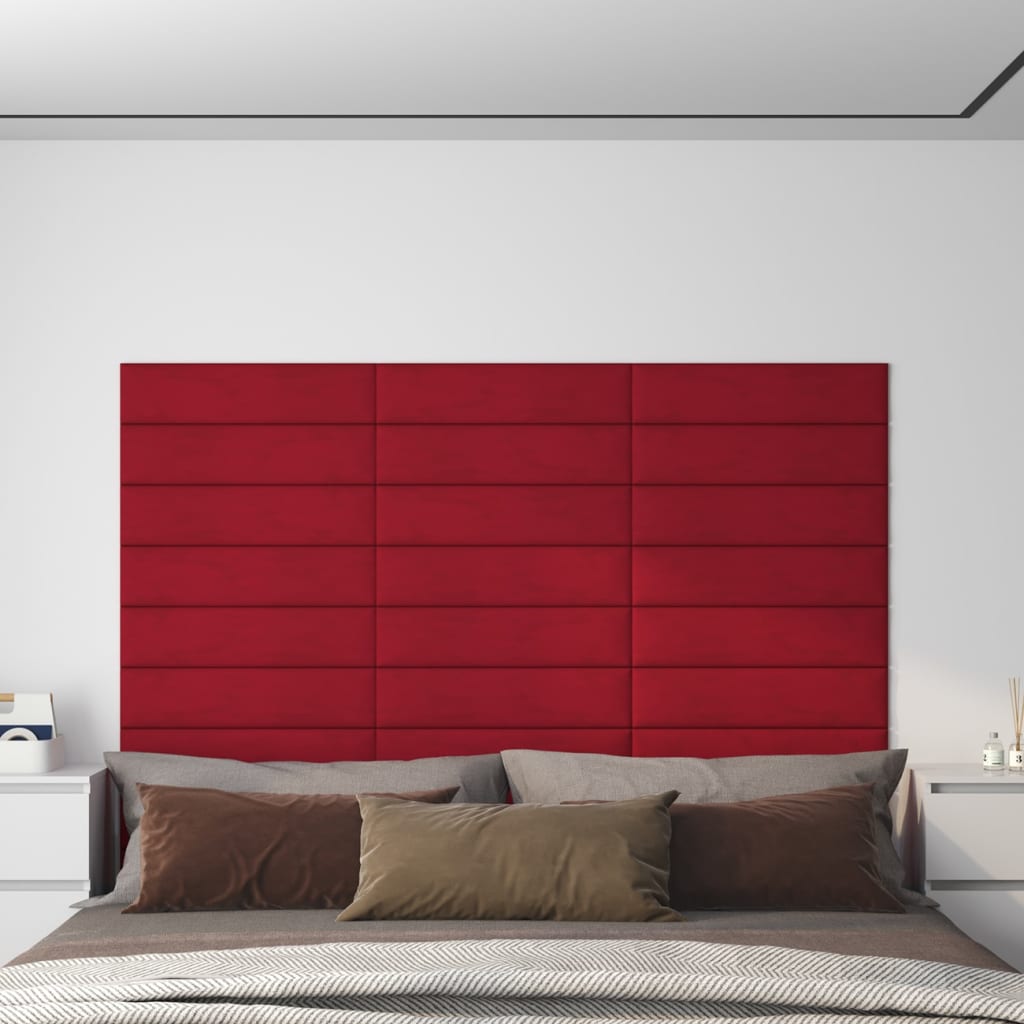 Paneles de pared Vidaxl 12 ST 1.08 m² 60x15 cm Velvet Red rojo