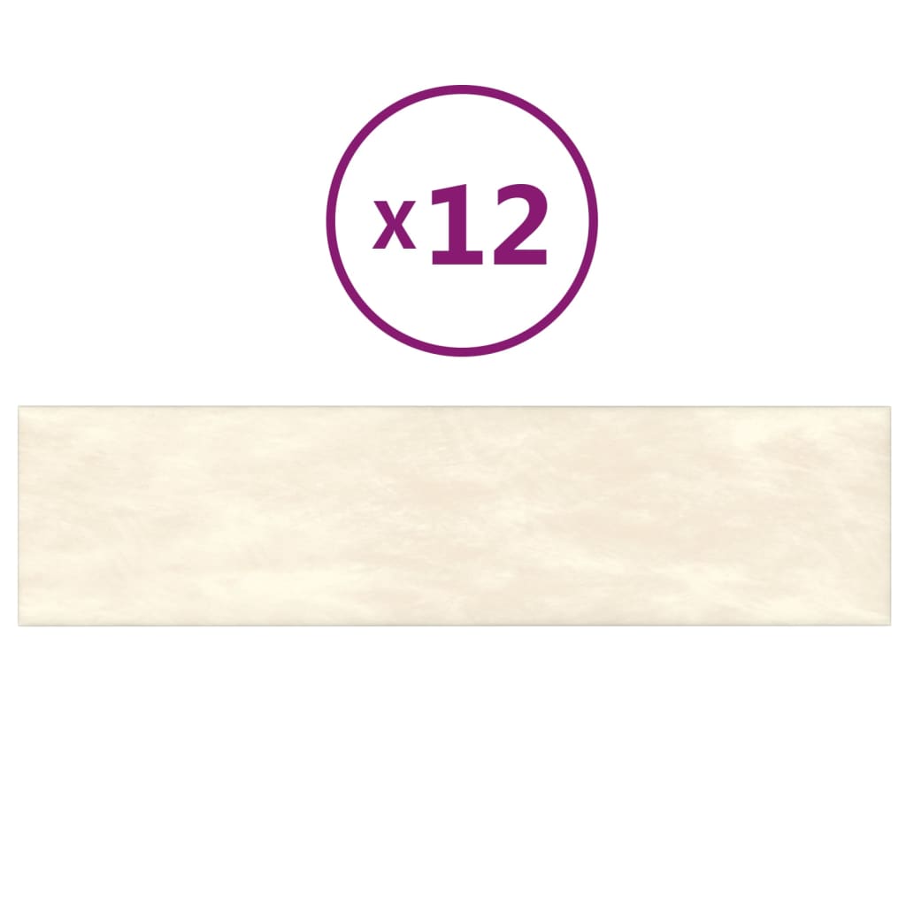 Paneles de pared Vidaxl 12 st 1.08 m² 60x15 cm de crema de terciopelo