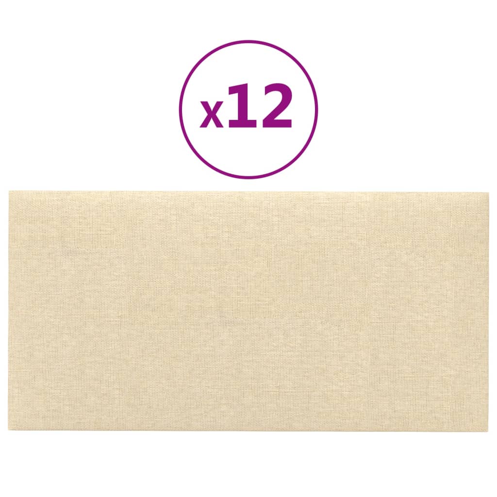 Paneles de pared Vidaxl 12 ST 2.16 m² 60x30 cm de crema de tela