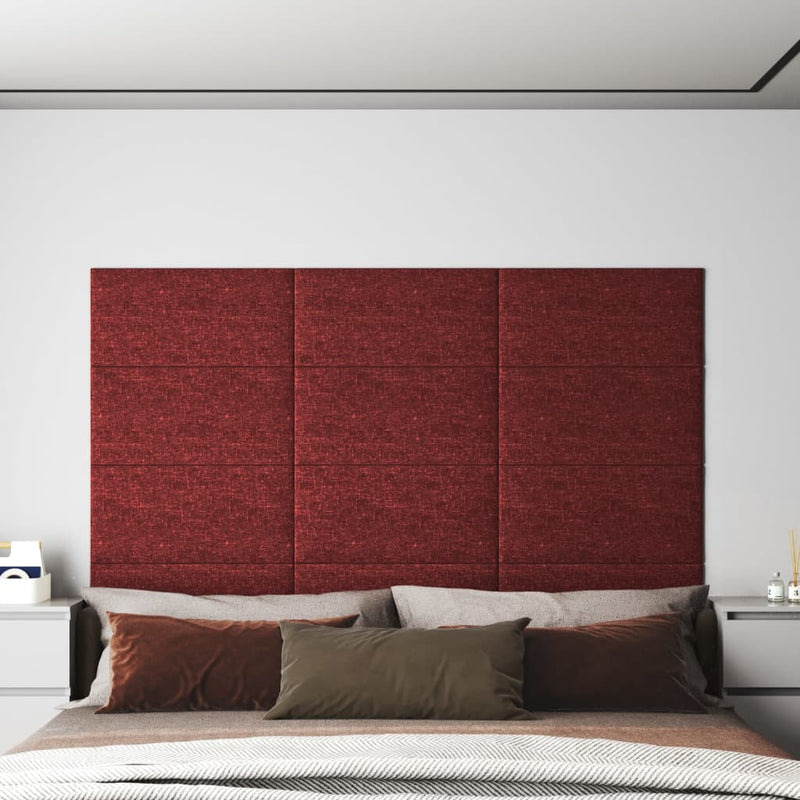 Paneles de pared Vidaxl 12 st 2.16 m² 60x30 cm de tela rojo