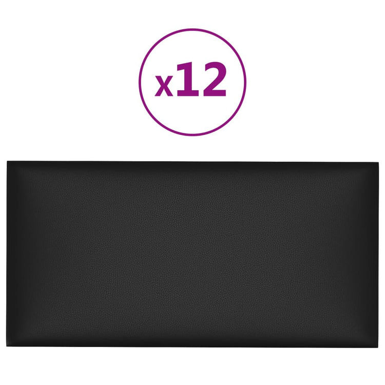 Paneles de pared Vidaxl 12 st 2.16 m² 60x30 cm de cuero artificial negro