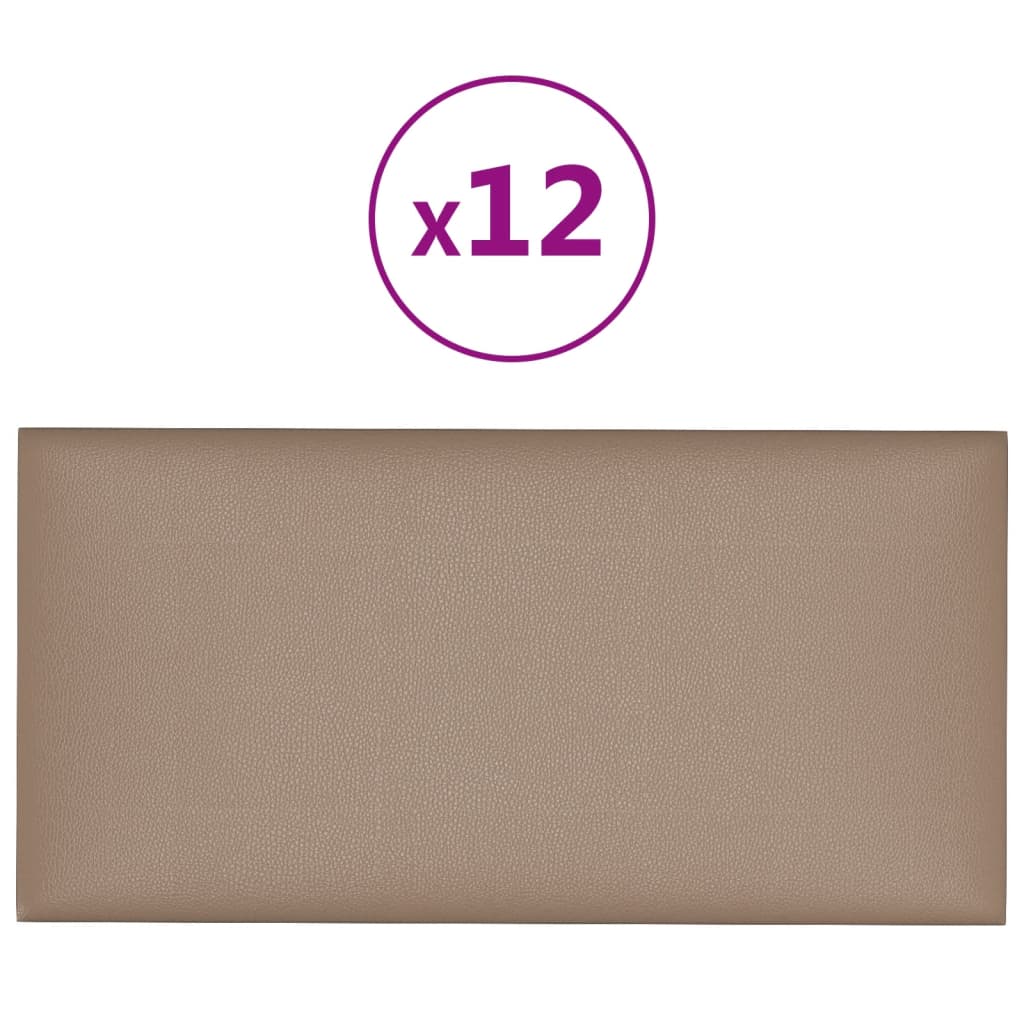 Paneles de pared Vidaxl 12 PCS 2.16 m² 60 x 30 cm Arte de cuero Cappuccinocleur