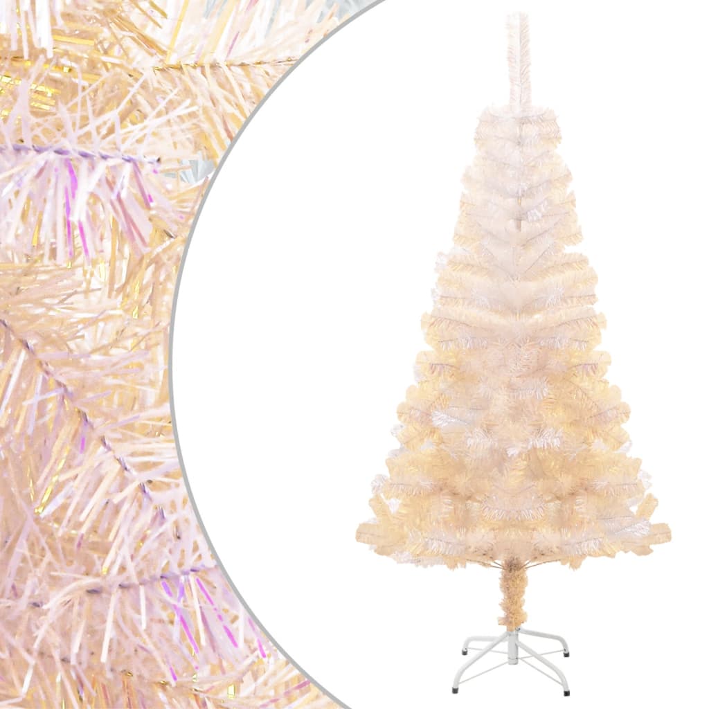 Vidaxl kunstkerstboom met iriserende uiteinden 120 cm pvc wit