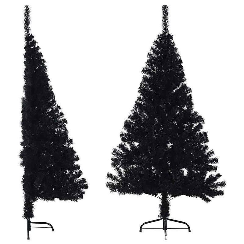 Vidaxl kunstkerstboom met standaard half 120 cm pvc zwart